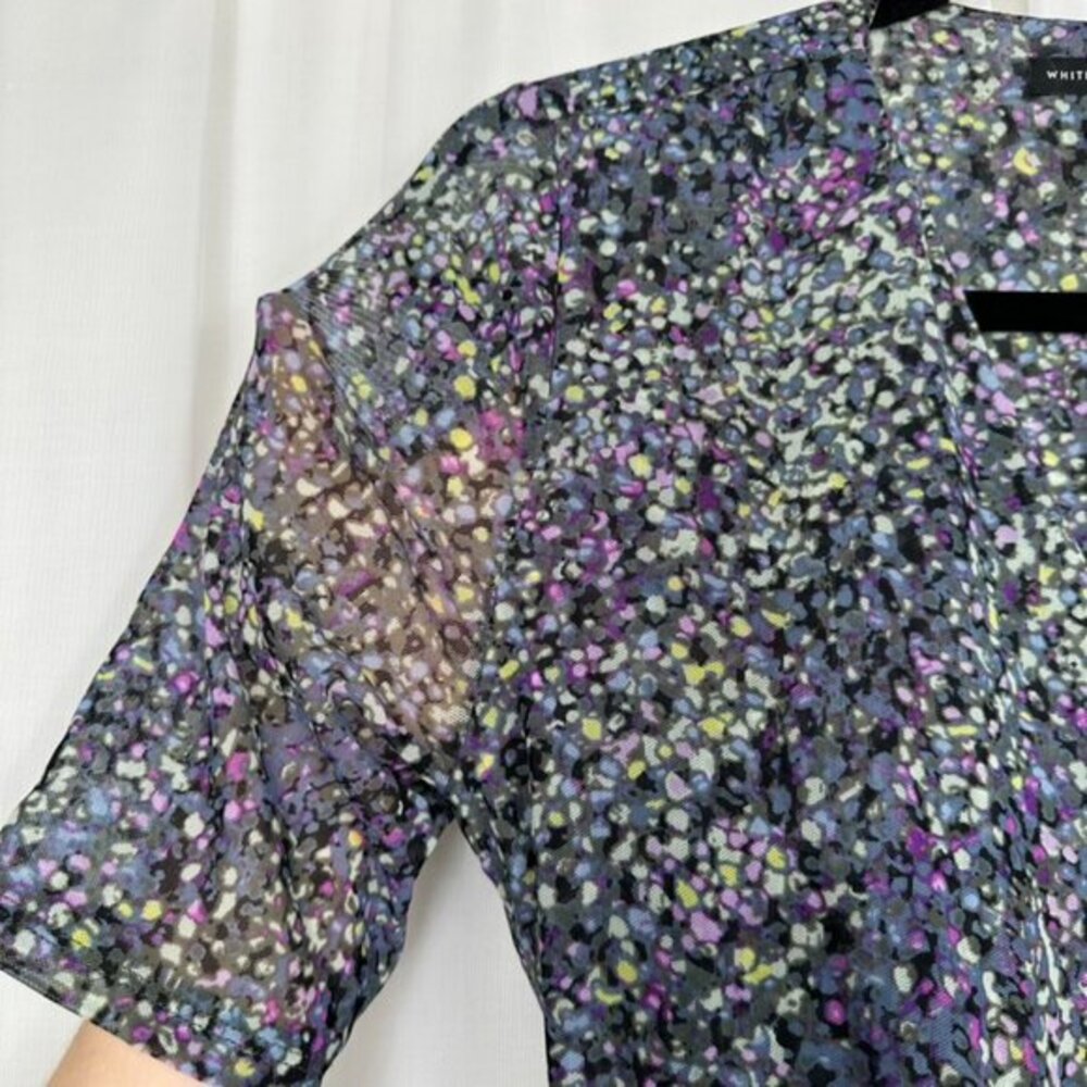 WHBM Abstract Mesh Tiered Wrap Midi Dress 6‎ Fairy Grunge Pointillist Whimsigoth - Picture 5 of 13
